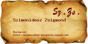 Szimonidesz Zsigmond névjegykártya
